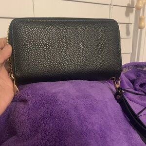 NWT Black faux vegan leather wallet.